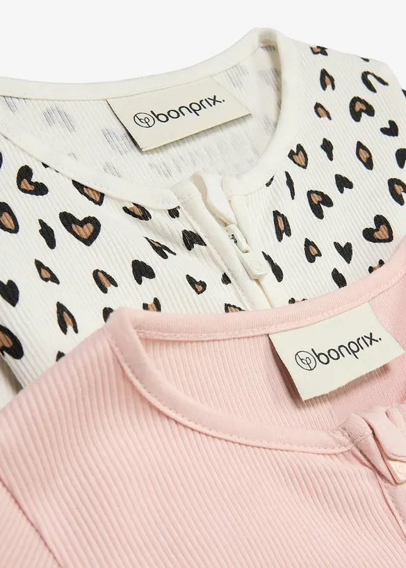 Lot de 2&nbsp;combipyjamas douces, 100% coton, bonprix