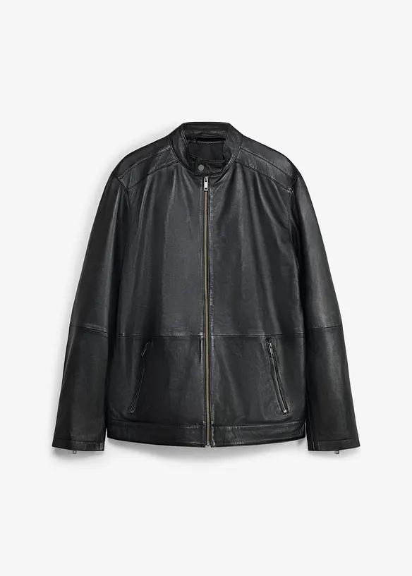Lederjacke aus Lammnappa mit Rei&szlig;verschluss-Taschen, bonprix