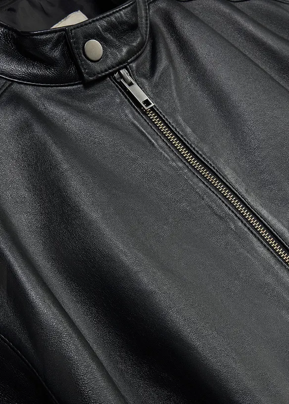 Lederjacke aus Lammnappa mit Rei&szlig;verschluss-Taschen, bonprix