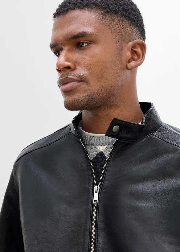 Lederjacke aus Lammnappa mit Rei&szlig;verschluss-Taschen, bonprix