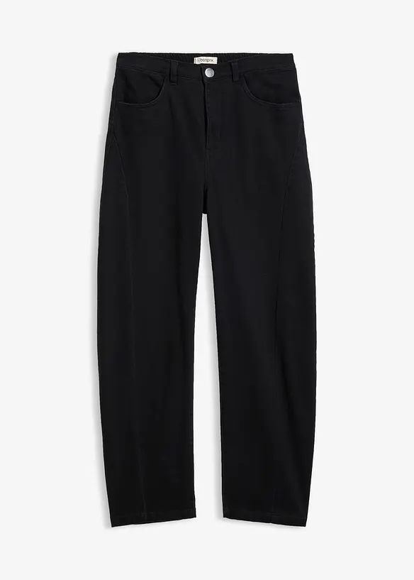 Pantalon barrel en twill de coton extensible, bonprix
