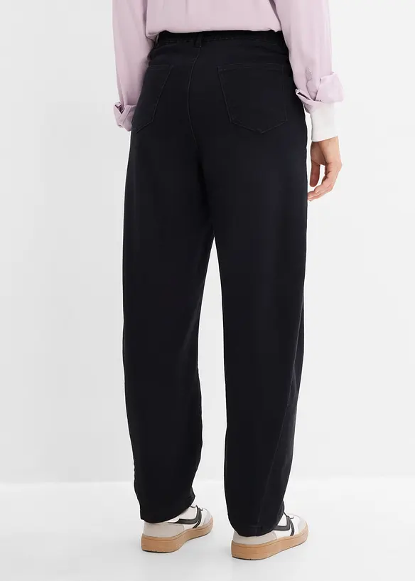 Pantalon barrel en twill de coton extensible, bonprix