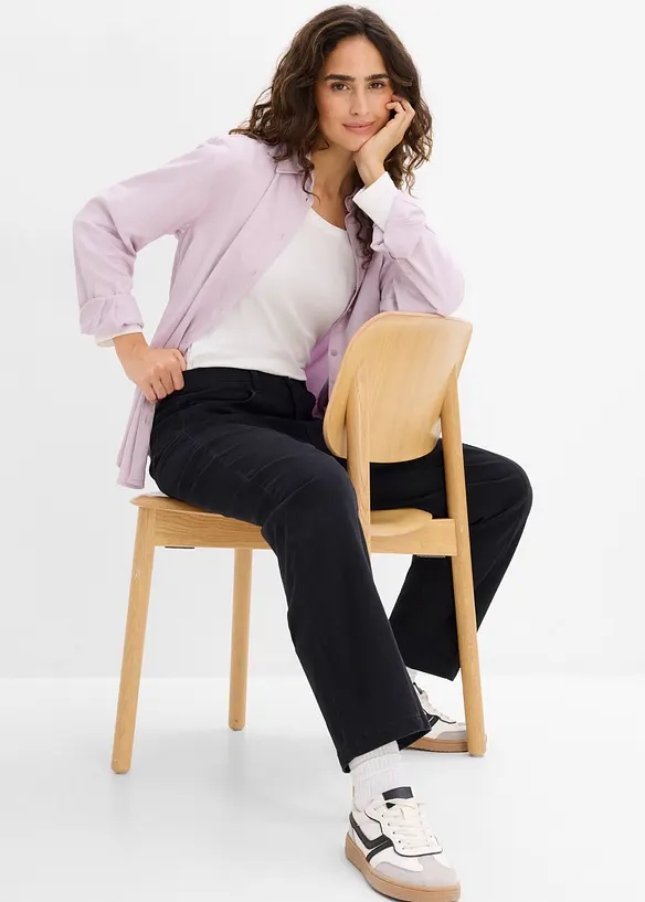 Pantalon barrel en twill de coton extensible, bonprix