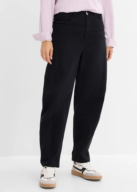 Pantalon barrel en twill de coton extensible, bonprix