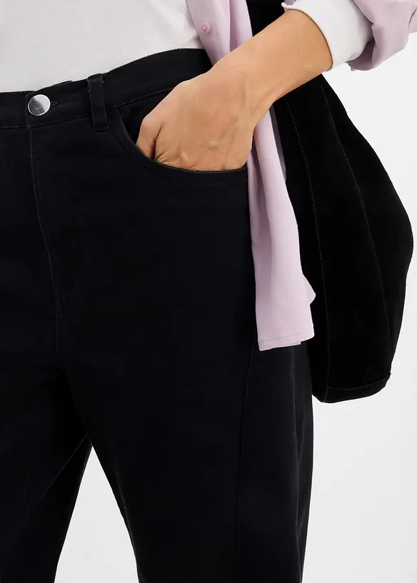 Pantalon barrel en twill de coton extensible, bonprix