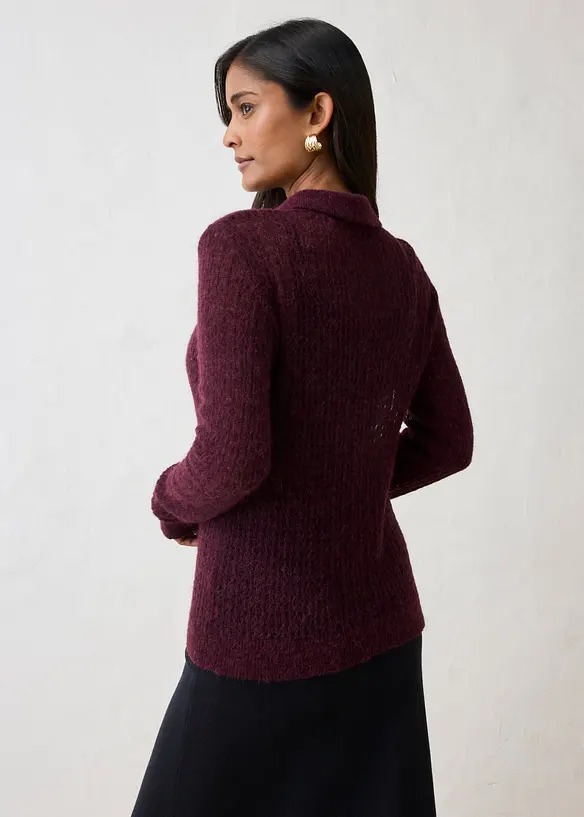 Polopullover aus weichem Ajour-Strick, bonprix