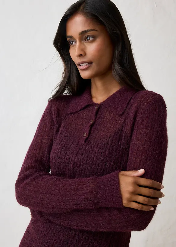 Polopullover aus weichem Ajour-Strick, bonprix