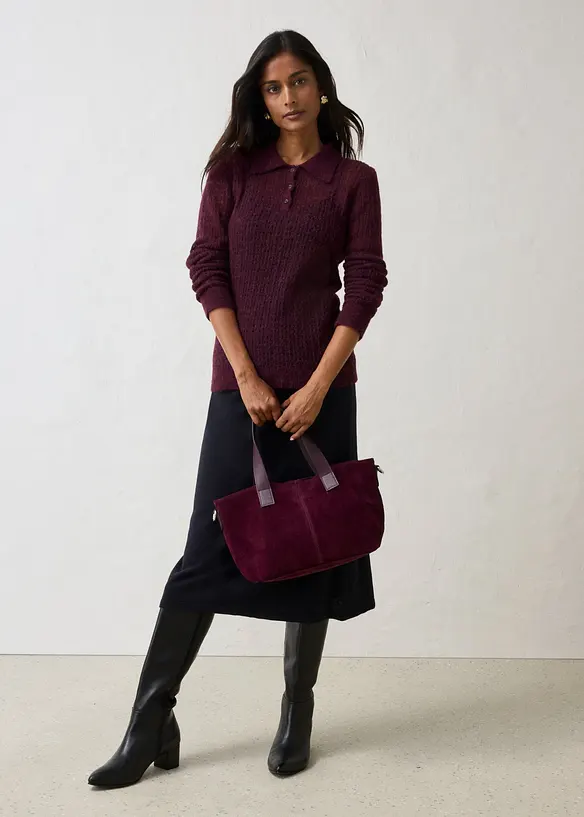 Polopullover aus weichem Ajour-Strick, bonprix