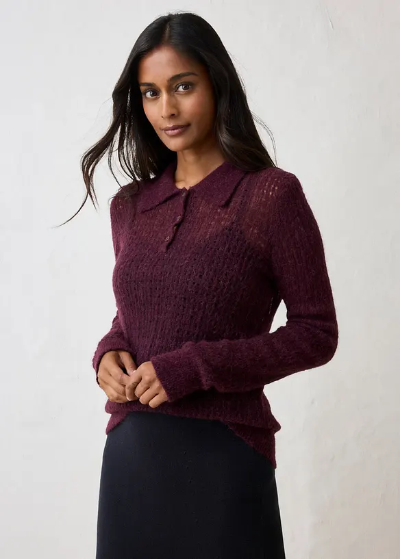 Polopullover aus weichem Ajour-Strick, bonprix