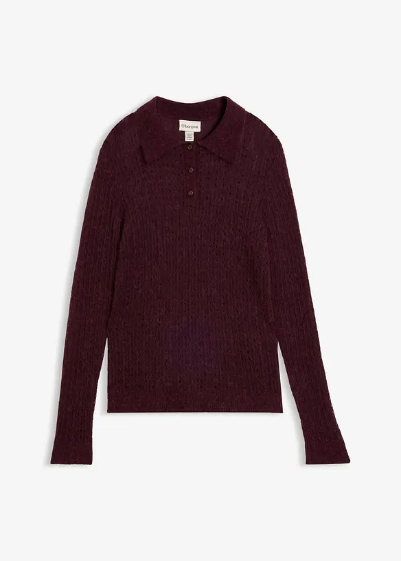 Polopullover aus weichem Ajour-Strick, bonprix