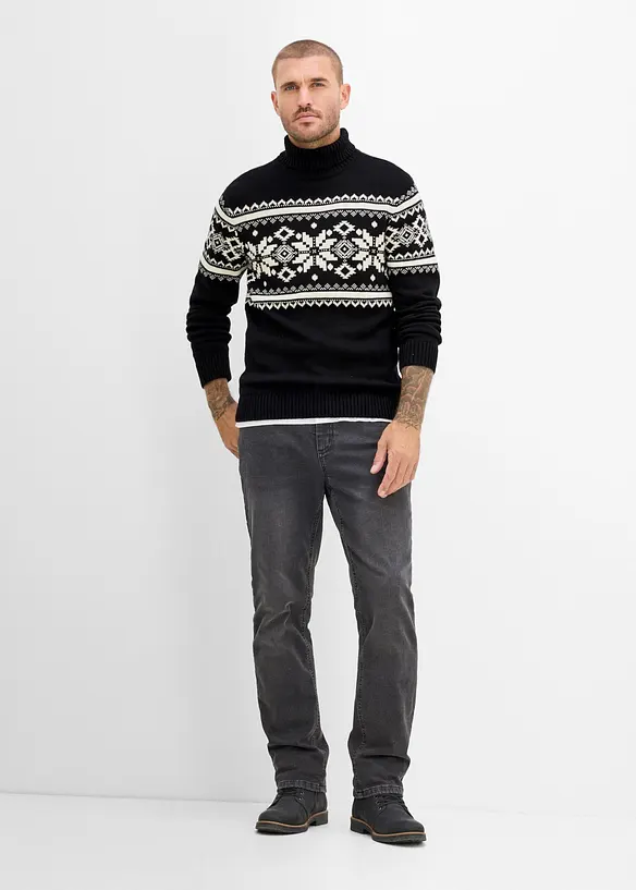 Norweger-Rollkragenpullover aus reiner Baumwolle, bonprix