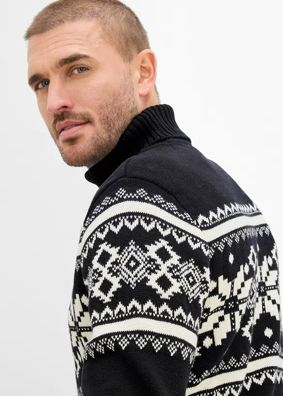 Norweger-Rollkragenpullover aus reiner Baumwolle, bonprix