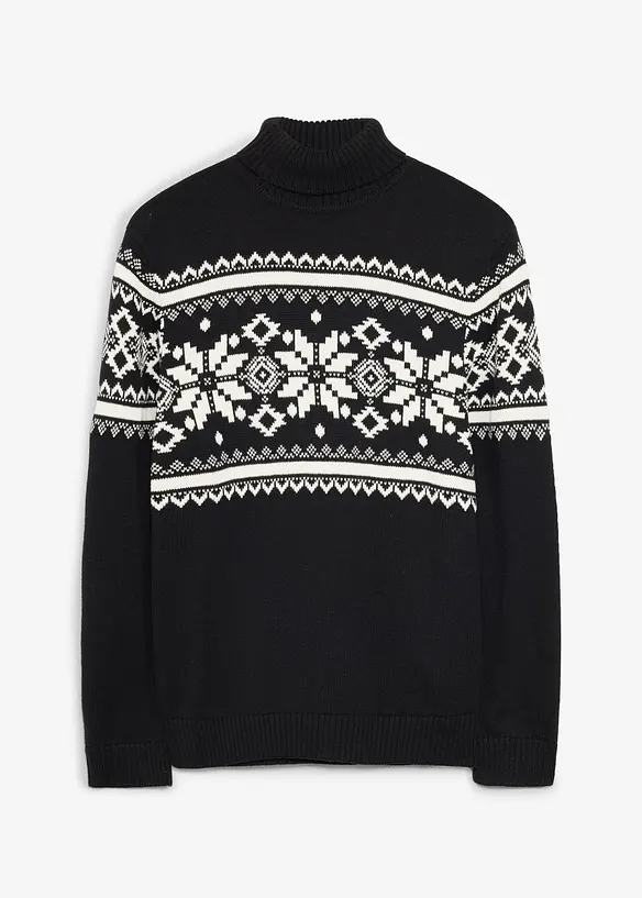 Norweger-Rollkragenpullover aus reiner Baumwolle, bonprix