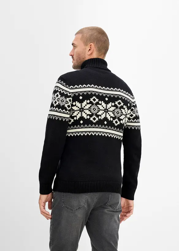 Norweger-Rollkragenpullover aus reiner Baumwolle, bonprix