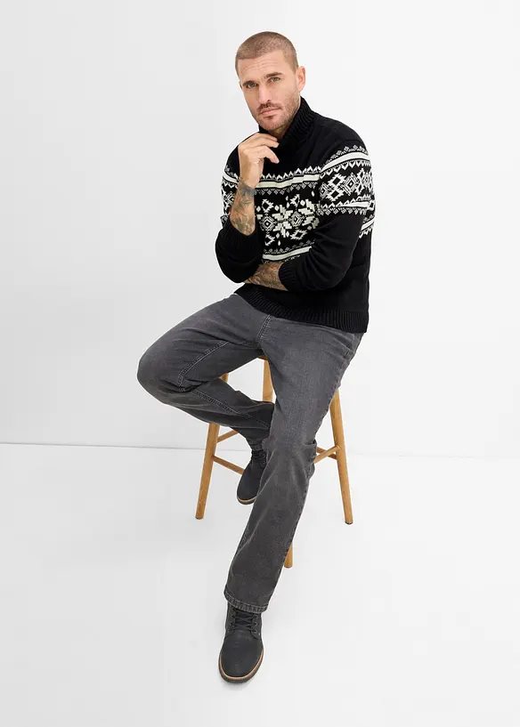 Norweger-Rollkragenpullover aus reiner Baumwolle, bonprix