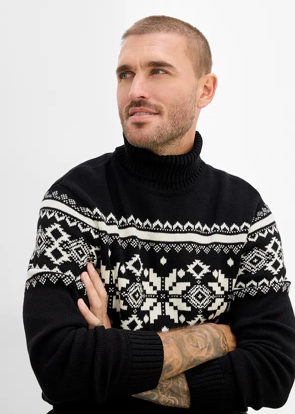 Norweger-Rollkragenpullover aus reiner Baumwolle, bonprix