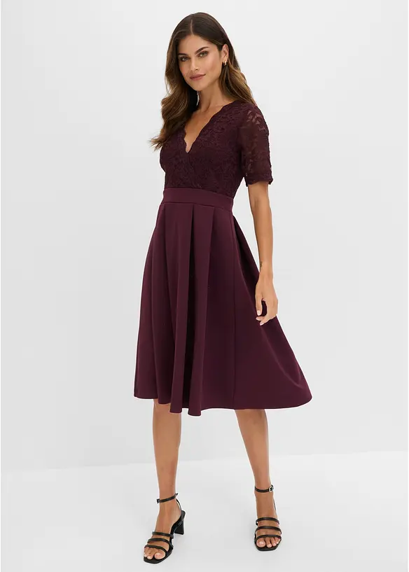 Cocktailkleid aus softem Scuba mit Spitze, bonprix