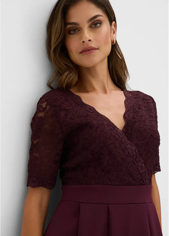 Cocktailkleid aus softem Scuba mit Spitze, bonprix
