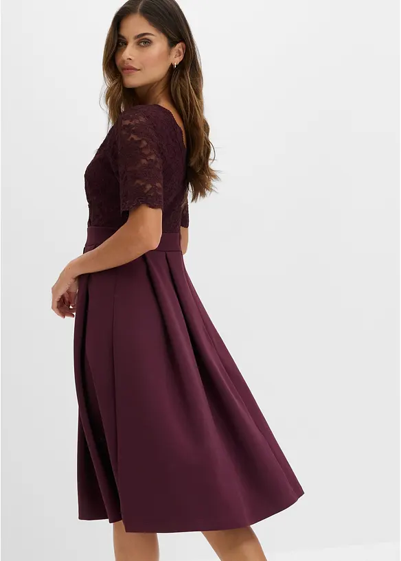 Cocktailkleid aus softem Scuba mit Spitze, bonprix