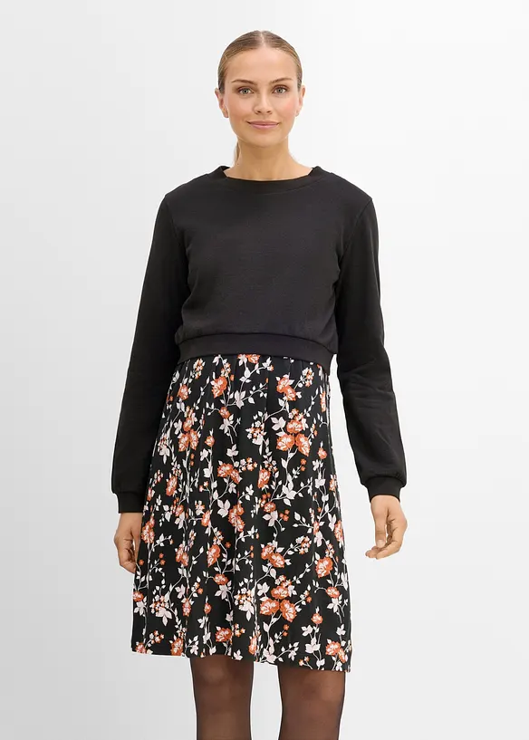Set aus Umstands- und Stillkleid mit Sweatshirt (2-teiliges Set), bonprix