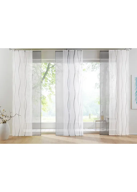 Set de 2 panneaux coulissants (uni et imprim&eacute;), bonprix