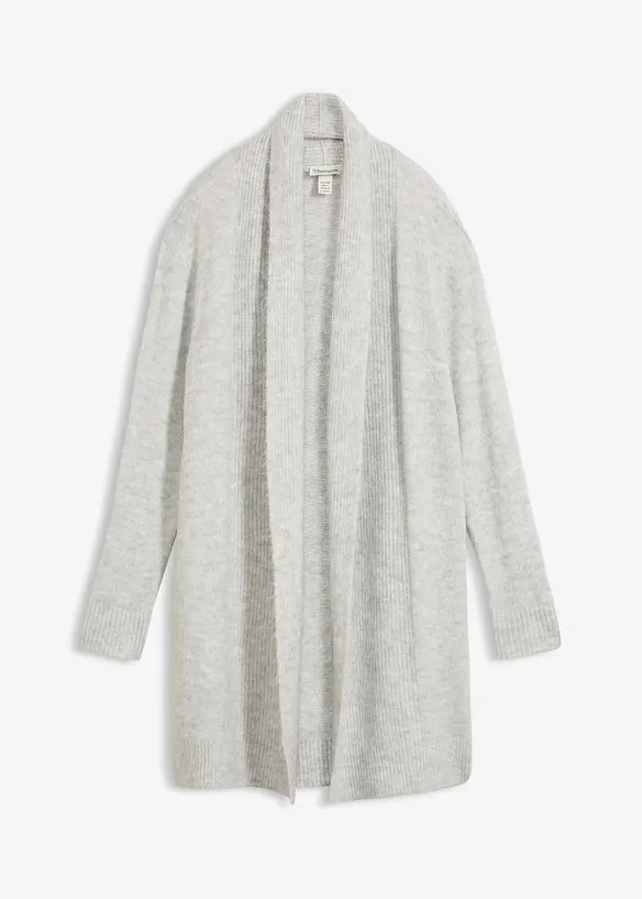 Gilet long en maille &agrave; col ch&acirc;le, bonprix