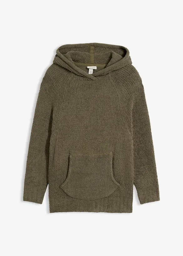 Pull &agrave; capuche en maille peluche, bonprix