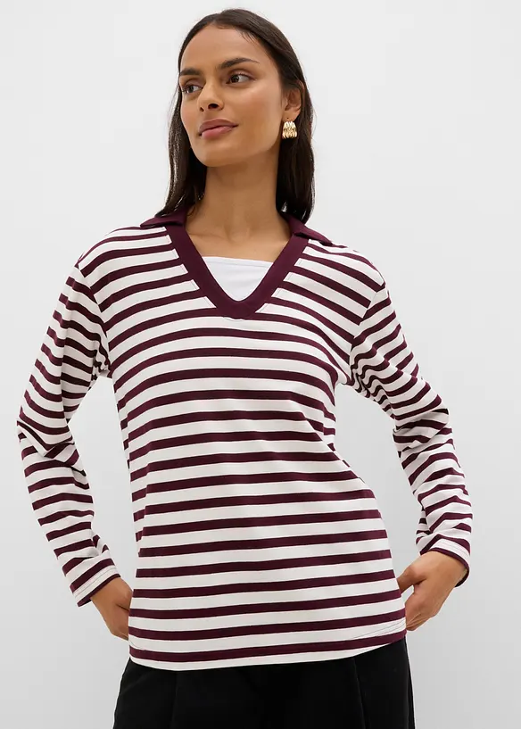 2 in 1 Poloshirt mit V-Ausschnitt, bonprix