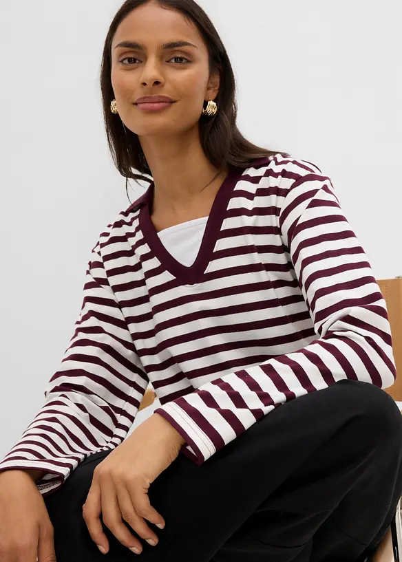2 in 1 Poloshirt mit V-Ausschnitt, bonprix