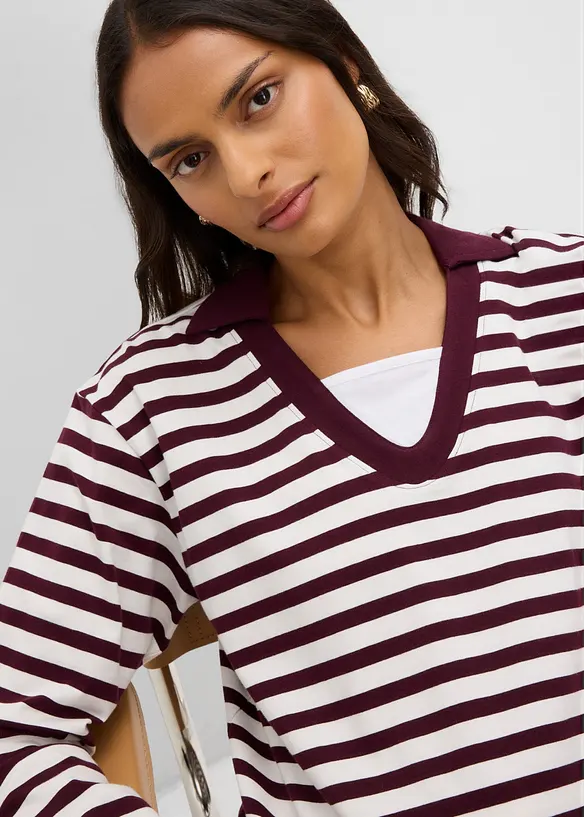 2 in 1 Poloshirt mit V-Ausschnitt, bonprix