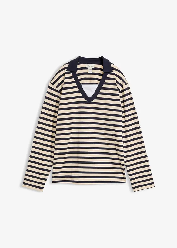 Polo col V, effet superpos&eacute;, bonprix