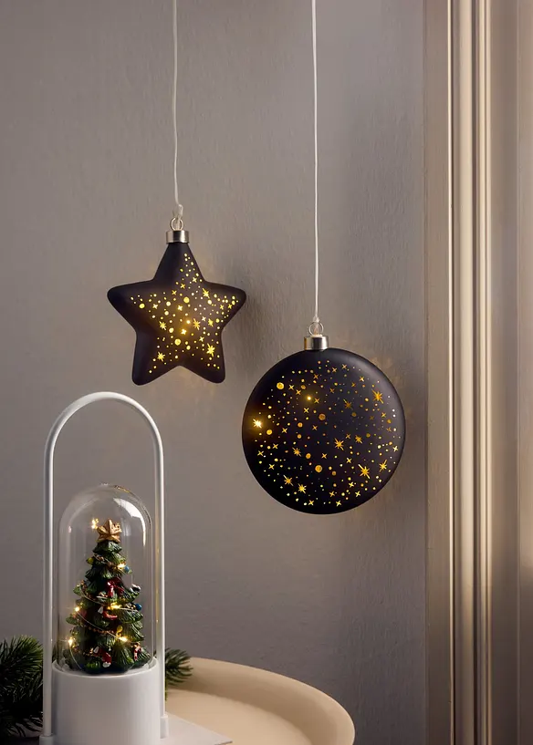 Objet d&eacute;co LED sapin de No&euml;l sous d&ocirc;me en verre, bonprix