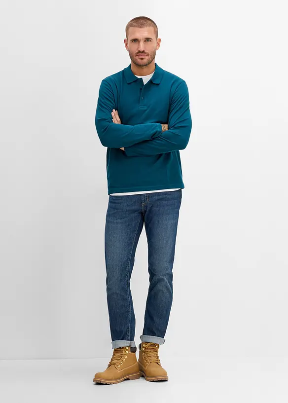 Polo en piqu&eacute;, manches longues, bonprix