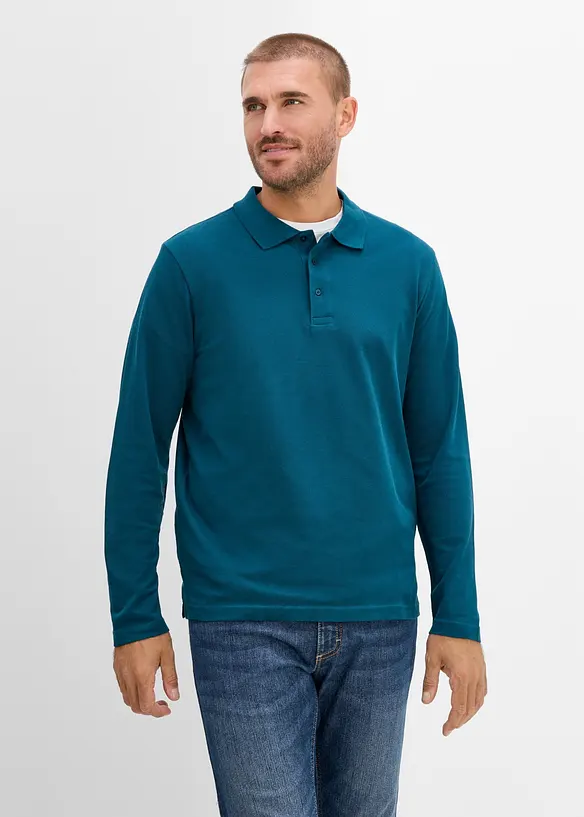Polo en piqu&eacute;, manches longues, bonprix