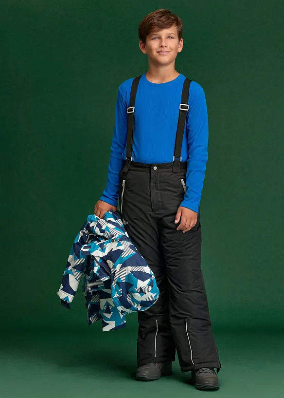 Pantalon de ski imperm&eacute;able &agrave; bretelles et d&eacute;tails r&eacute;fl&eacute;chissants, bonprix