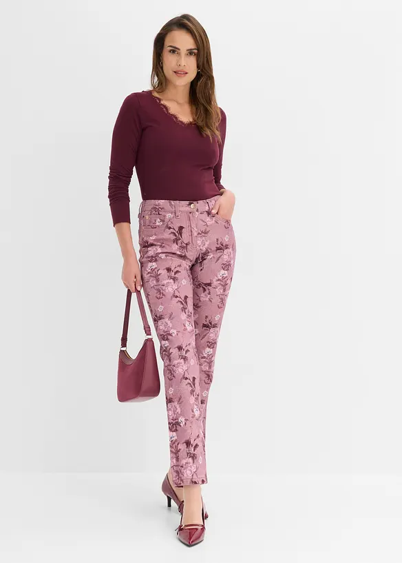 Twillhose mit Blumen-Design, bonprix