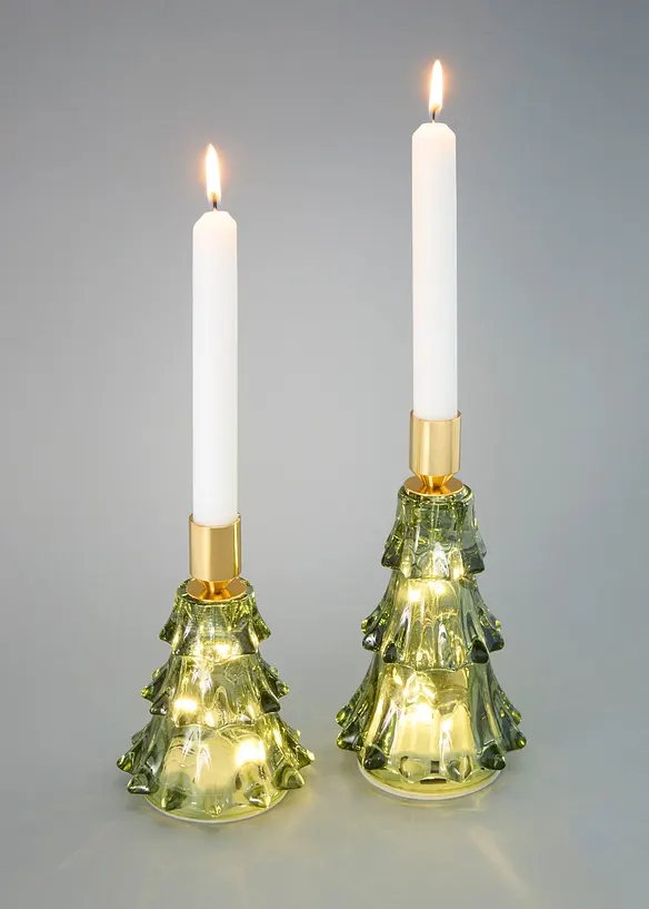 Lot de 2 bougeoirs LED Sapin, bonprix