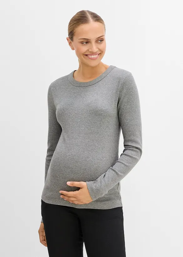 Gerippte Umstandsshirts aus reiner Baumwolle (2er Pack), bonprix