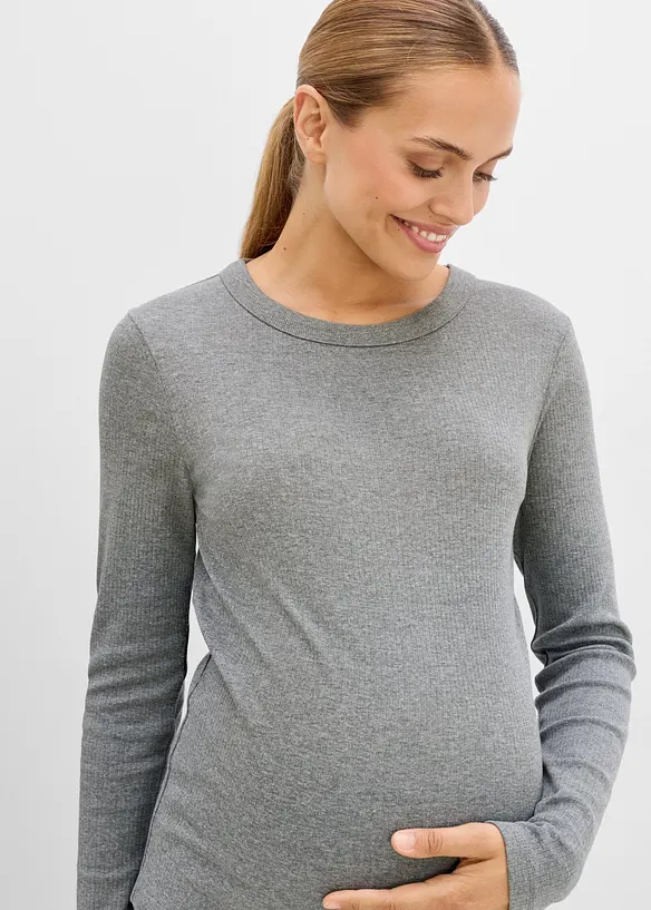 Gerippte Umstandsshirts aus reiner Baumwolle (2er Pack), bonprix