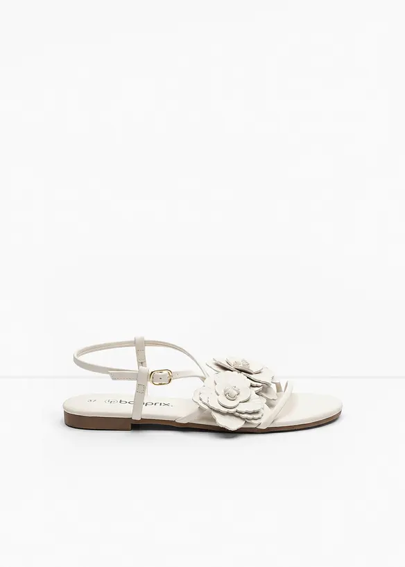 Sandales &agrave; lani&egrave;res et fleurs, bonprix