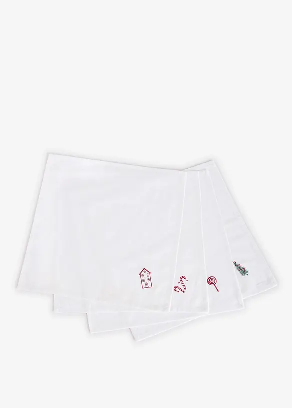 Stoffservietten aus Bio-Baumwolle mit Stickerei (4er Pack), bonprix