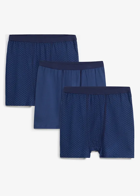 Lot de 3 boxers mi-longs taille haute en coton doux, bonprix