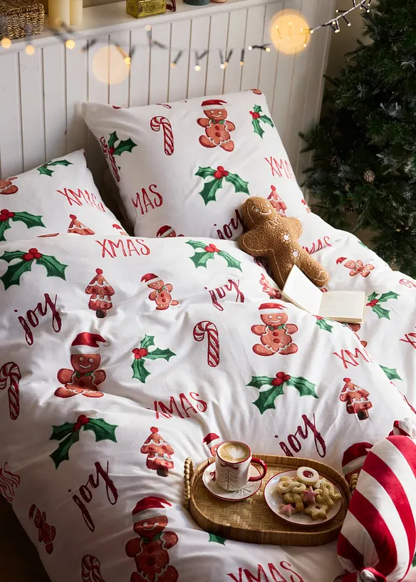 Parure de lit en flanelle de coton m&eacute;lang&eacute;, bonprix