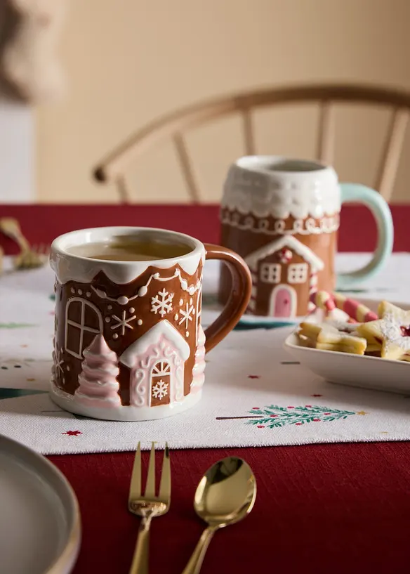 Lot de 2 tasses motif maison en pain d&rsquo;&eacute;pices, bonprix