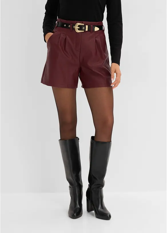 Lederimitat-Shorts mit G&uuml;rtel, bonprix