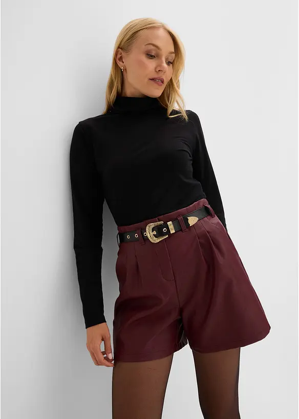 Lederimitat-Shorts mit G&uuml;rtel, bonprix