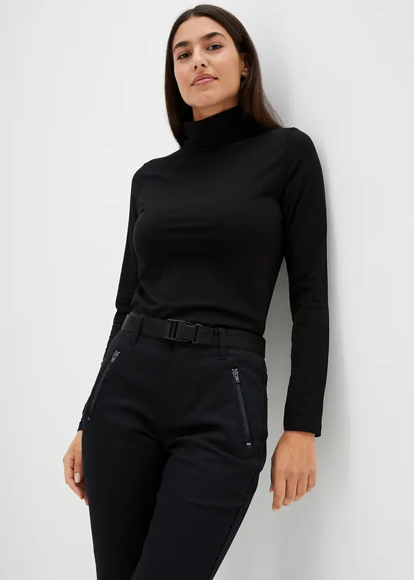 Pantalon d&eacute;perlant en twill extensible avec ceinture, bonprix