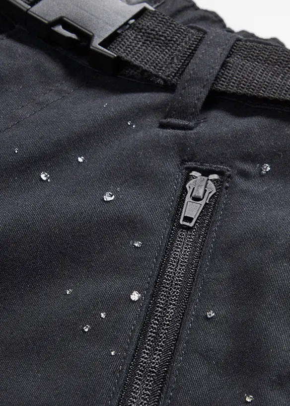 Pantalon d&eacute;perlant en twill extensible avec ceinture, bonprix