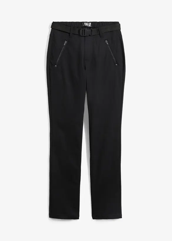 Pantalon d&eacute;perlant en twill extensible avec ceinture, bonprix