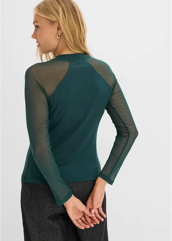 T-shirt manches longues en viscose et mesh, bonprix